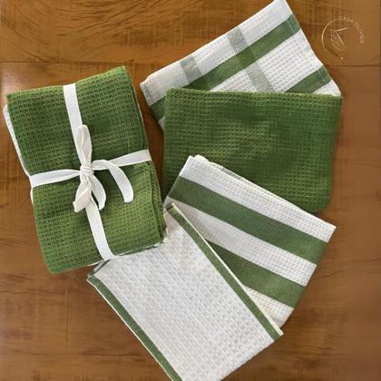 Imagem de Conjunto 4 Peças Guardanapo Pano Copa Cozinha Verde Mundiart 60x40cm