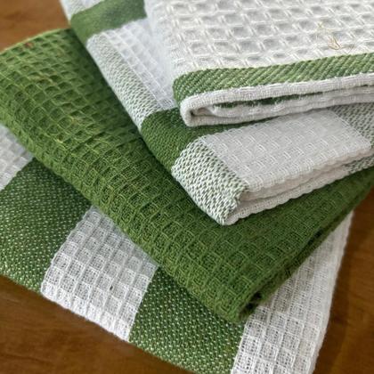 Imagem de Conjunto 4 Peças Guardanapo Pano Copa Cozinha Verde Mundiart 60x40cm