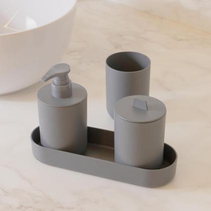 Imagem de Conjunto 4 Peças para Banheiro PP e Bambu Lyor