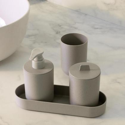 Imagem de Conjunto 4 Peças para Banheiro PP e Bambu Lyor