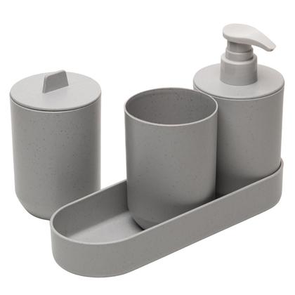 Imagem de Conjunto 4 Peças para Banheiro PP e Bambu Lyor