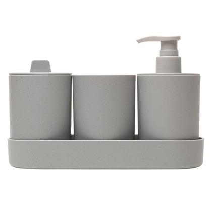 Imagem de Conjunto 4 Peças para Banheiro PP e Bambu Lyor