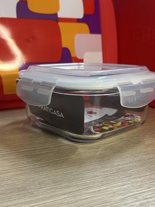 Imagem de Conjunto 4 Pote Vidro Hermético Marmita Tampa Plástico 320ml