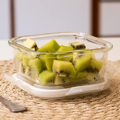 Imagem de Conjunto 4 Pote Vidro Hermético Marmita Tampa Plástico 320ml