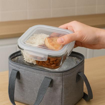 Imagem de Conjunto 4 Pote Vidro Hermético Marmita Tampa Plástico 320ml