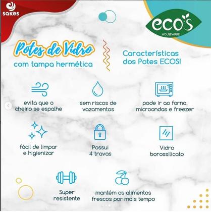 Imagem de Conjunto 4 Pote Vidro Hermético Marmita Tampa Plástico 640ml