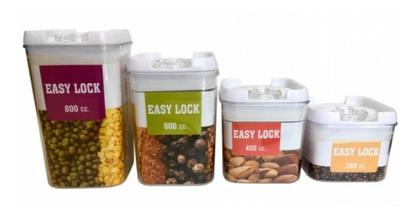 Imagem de Conjunto 4 Potes Herméticos P/ Mantimentos Com Tampa Á Vácuo