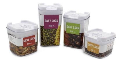 Imagem de Conjunto 4 Potes Herméticos P/ Mantimentos Com Tampa Á Vácuo