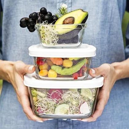 Imagem de Conjunto 4 Potes Marmita Vasilha Vidro C/ Tampa 500ml Nadir