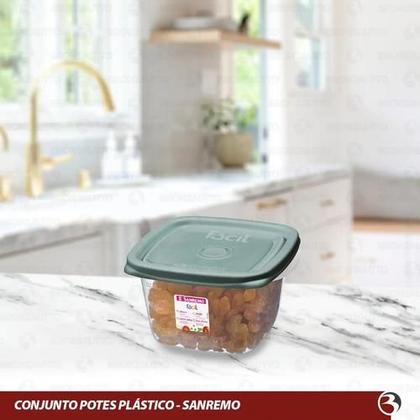 Imagem de Conjunto 4 Potes Plastico Microondas Freezer Cozinha Sanremo 360ML