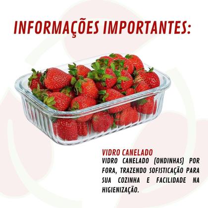 Imagem de Conjunto 4 Potes Trava Hermético Fit 640ml Vidro Retangular