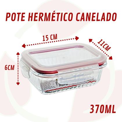 Imagem de Conjunto 4 Potes Trava Hermético Fit 640ml Vidro Retangular