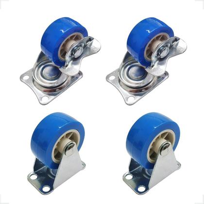Imagem de Conjunto 4 Rodas Giratorias 1.5 Com sistema Freio Silenciosa