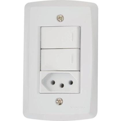 Imagem de Conjunto 4 X 2 com 2 Interruptores Simples 10a 250v e 1 Tomada 2p+t 20a 250v Lux2 Branco - Tramontina