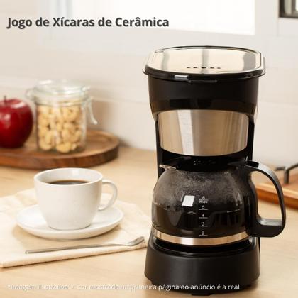 Imagem de Conjunto 4 Xícaras Café/Chá com Pires Cerâmica 210ml Premium