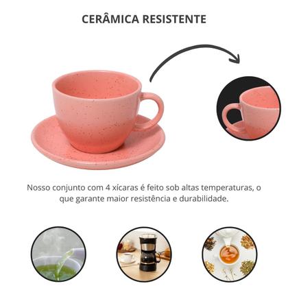 Imagem de Conjunto 4 Xícaras Café/Chá com Pires Cerâmica 210ml Premium