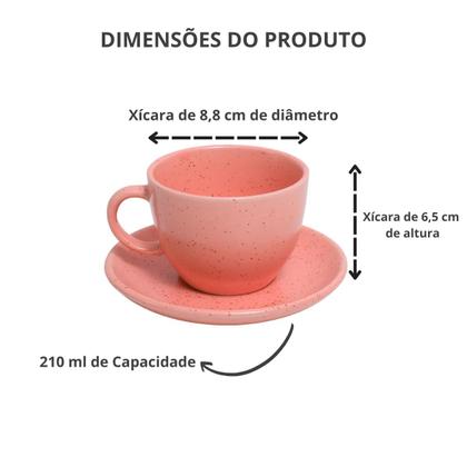 Imagem de Conjunto 4 Xícaras Café/Chá com Pires Cerâmica 210ml Premium
