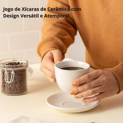 Imagem de Conjunto 4 Xícaras Café/Chá com Pires Cerâmica 210ml Premium