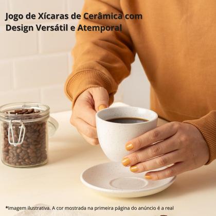 Imagem de Conjunto 4 Xícaras Café/Chá com Pires Cerâmica 210ml Premium