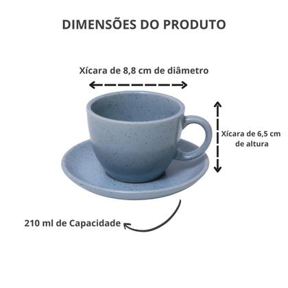 Imagem de Conjunto 4 Xícaras Café/Chá com Pires Cerâmica 210ml Premium