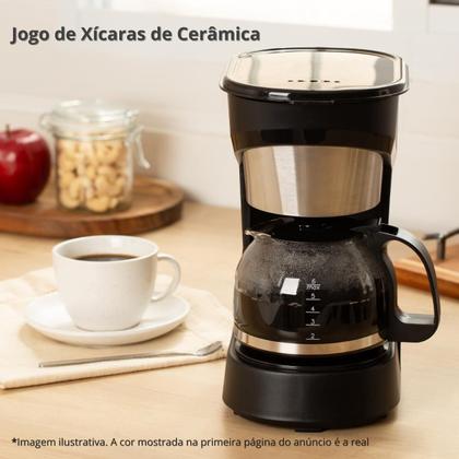 Imagem de Conjunto 4 Xícaras Café/Chá com Pires Cerâmica 210ml Premium