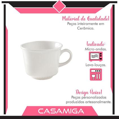 Imagem de Conjunto 4 Xícaras Chá Cerâmica 240Ml Perla Branco