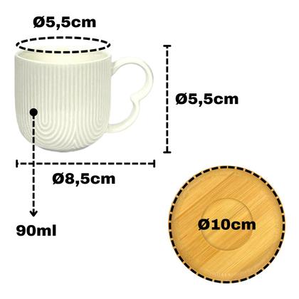 Imagem de Conjunto 4 Xícaras Oásis De Cerâmica C/Pires Café Chá 90ml