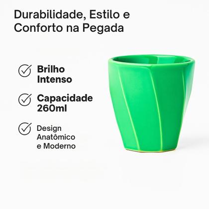 Imagem de Conjunto 4un. Copo Cerâmica Louça 260ml Café Leite Chá Água Porta Objetos Escovas Kit Cores Variadas