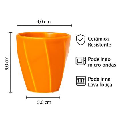 Imagem de Conjunto 4un. Copo Cerâmica Louça 260ml Café Leite Chá Água Porta Objetos Escovas Kit Cores Variadas