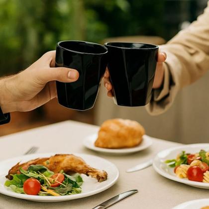 Imagem de Conjunto 4un. Copo Cerâmica Louça 260ml Café Leite Chá Água Porta Objetos Escovas Kit Cores Variadas