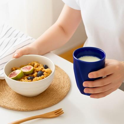 Imagem de Conjunto 4un. Copo Cerâmica Louça 260ml Café Leite Chá Água Porta Objetos Escovas Kit Cores Variadas