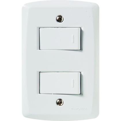 Imagem de Conjunto 4x2 1 Interruptor Simples 10A 250V e 1 Interruptor Paralelo 10A 250V Tramontina Lux2 Branco