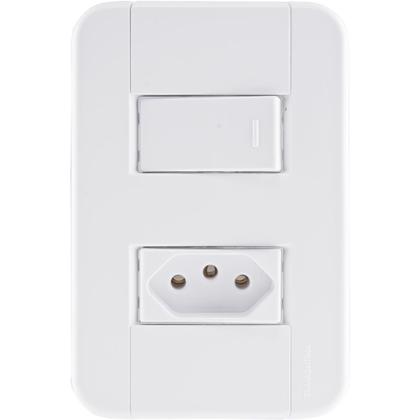 Imagem de Conjunto 4x2 1 Interruptor Simples 10A 250V e 1 Tomada 2P+T 10 A 250 V Tramontina Tablet Branco