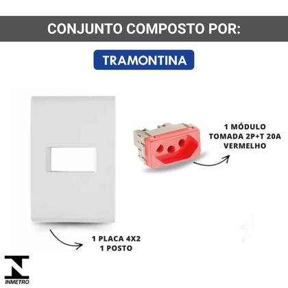 Imagem de Conjunto 4x2 1 Tomada 20a vermelha 2p+t 250v Liz Tramontina