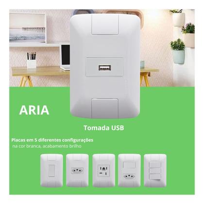 Imagem de Conjunto 4x2 1 Tomada USB 1,5 A Bivolt Tramontina Aria