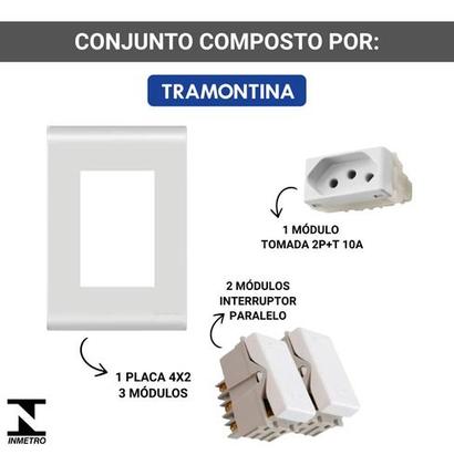 Imagem de Conjunto 4x2 2 Inter. Paralelo + 1 Tomada 10a Liz Tramontina