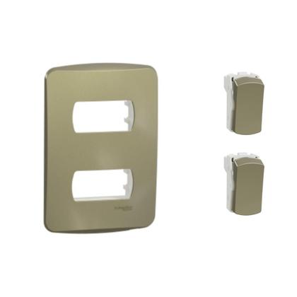 Imagem de Conjunto 4X2 2 Interruptor Paralelo Miluz Schneider Dourado