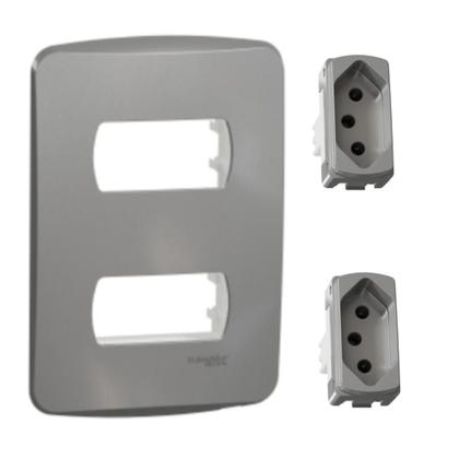Imagem de Conjunto 4X2 2 Tomadas 20A S3B70352 Miluz Schneider Aluminio