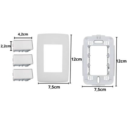 Imagem de Conjunto 4x2 3 Interruptores Simples Pial Plus