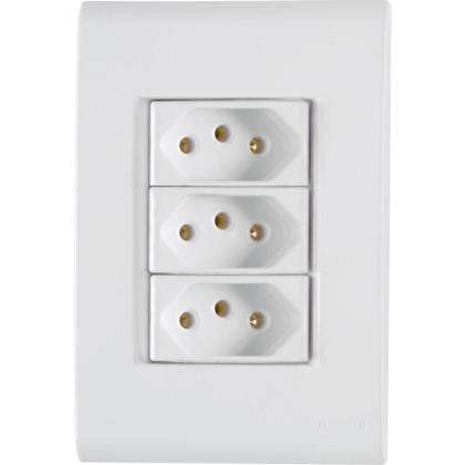 Imagem de Conjunto 4x2 3 Tomadas 2P+T 20 A 250 V Tramontina Liz Branco