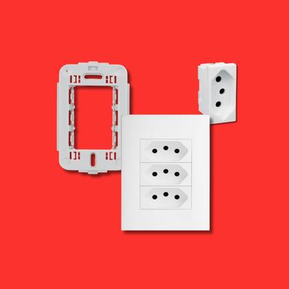 Imagem de Conjunto 4x2 3 tomadas de 10A Pial Plus