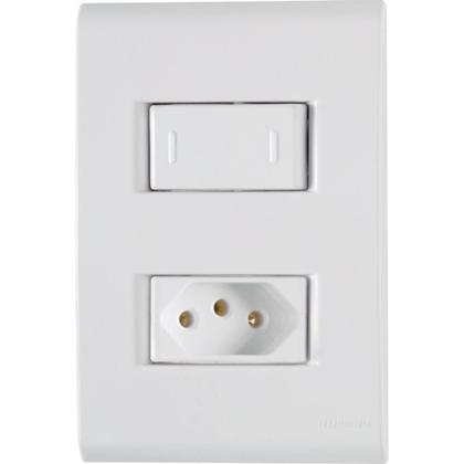 Imagem de Conjunto 4x2 com 1 Interruptor Paralelo 10 A 250 V e 1 Tomada 2P+T 20 A 250 V Tramontina Liz Branco