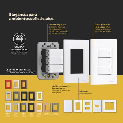 Imagem de Conjunto 4x2 com 1 Interruptor Simples 10 A 250 V Giz Tramontina