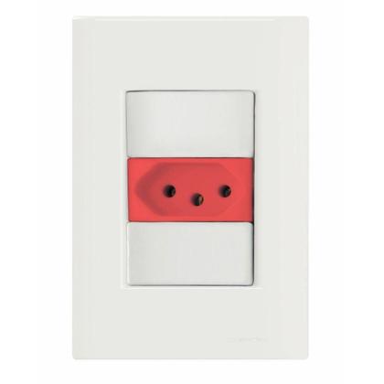 Imagem de Conjunto 4x2 com 1 Tomada 2P+T 20 A 250 V Tramontina Giz Vermelho e Branco