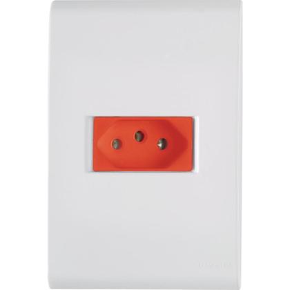 Imagem de Conjunto 4x2 com 1 Tomada 2P+T Tramontina Liz 20 A 250 V Branco e Vermelho