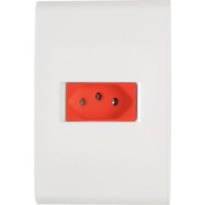 Imagem de Conjunto 4x2 com 1 Tomada 2P+T Tramontina Liz 20 A 250 V Branco e Vermelho