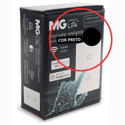 Imagem de Conjunto 4x2 com 2 Interruptor Touch Inteligente Wifi - Alexa Preto  MarGirius