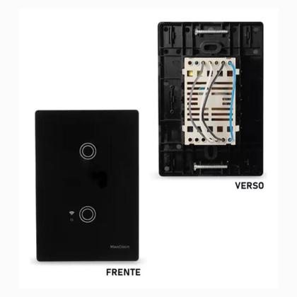 Imagem de Conjunto 4x2 com 2 Interruptor Touch Inteligente Wifi - Alexa Preto  MarGirius