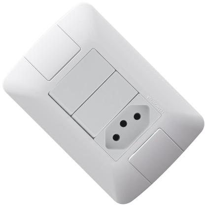 Imagem de Conjunto 4x2 com 2 Interruptores Paralelos de 6 Ampères e 250 Volts + 1 Tomada 2P+T de 10 Ampères e 250 Volts Aria Branco - 57241074 - TRAMONTINA
