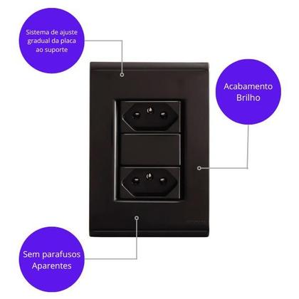 Imagem de Conjunto 4X2 Com 2 Tomada 10A 2P+T Liz Grafite - TRAMONTINA